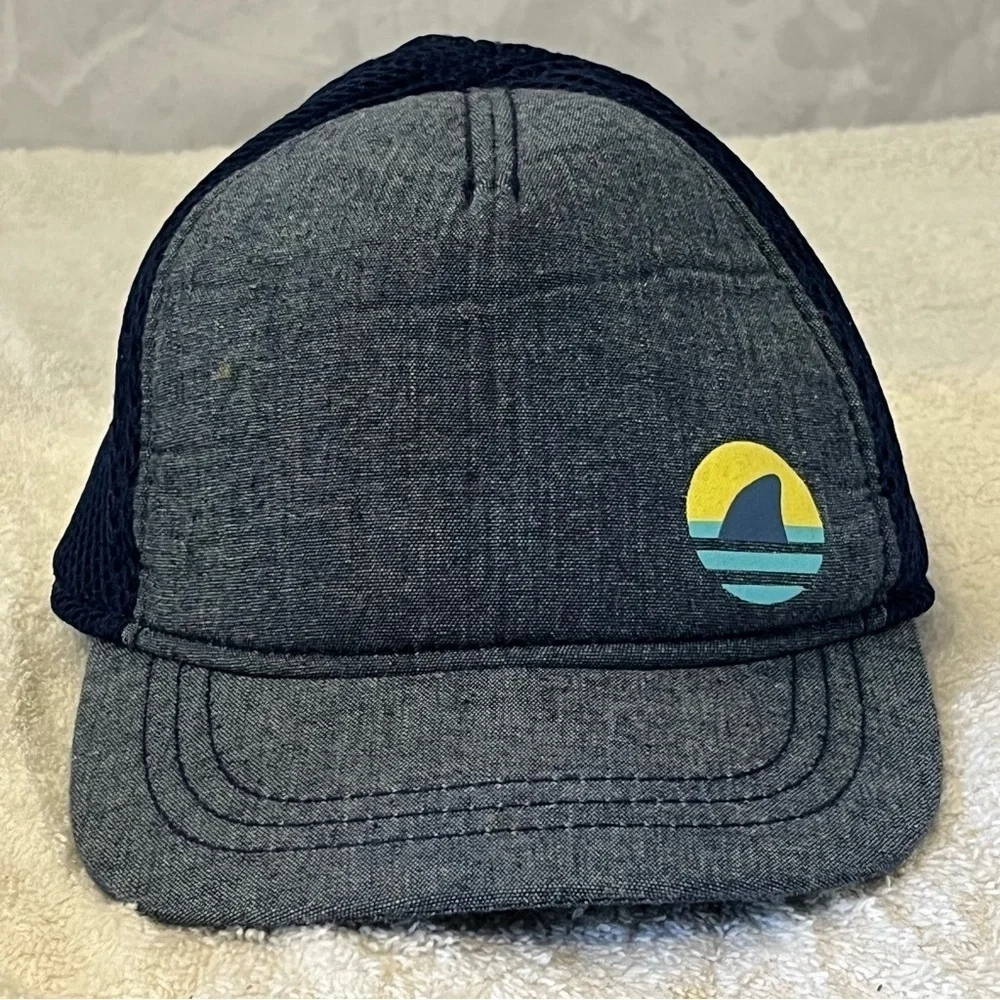 Youth Adjustable Gray and Black Cap with Shark Logo